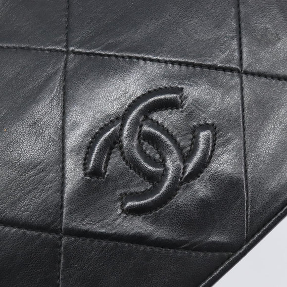 CHANEL Matelasse Chain Shoulder Bag Lamb Skin Black Gold CC Auth bs37711A