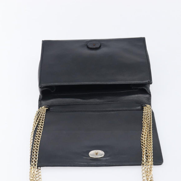 CHANEL Matelasse Chain Shoulder Bag Lamb Skin Black Gold CC Auth bs37711A