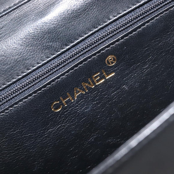 CHANEL Matelasse Chain Shoulder Bag Lamb Skin Black Gold CC Auth bs37711A