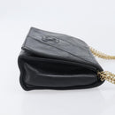 CHANEL Matelasse Chain Shoulder Bag Lamb Skin Black Gold CC Auth bs37711A-4