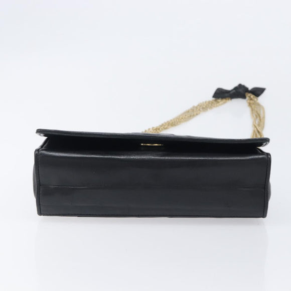 CHANEL Matelasse Chain Shoulder Bag Lamb Skin Black Gold CC Auth bs37711A