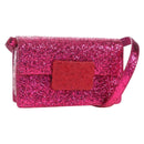 Saint Laurent Glitter Shoulder Bag Leather Sequins Pink Gold Auth bs37712-1