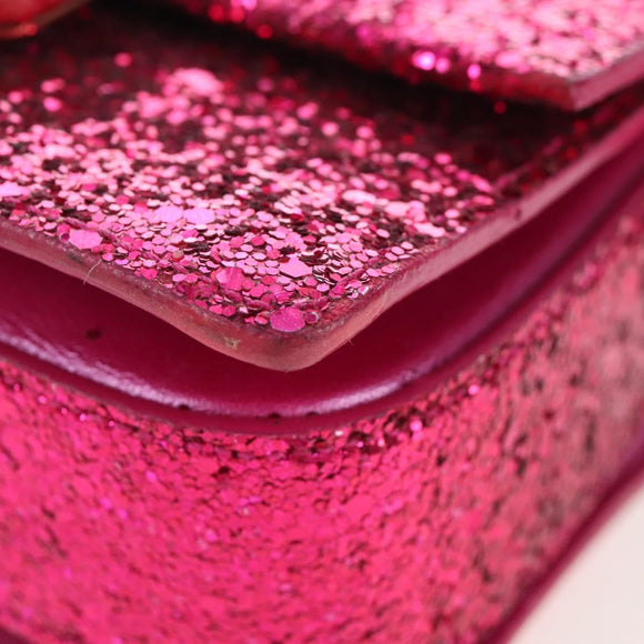 Saint Laurent Glitter Shoulder Bag Leather Sequins Pink Gold Auth bs37712