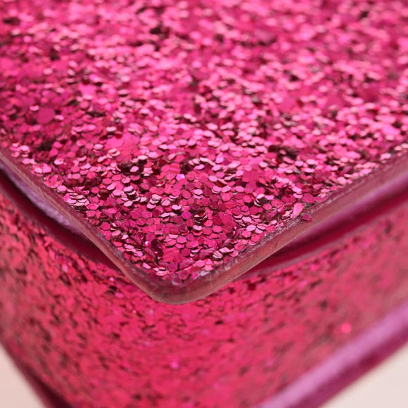 Saint Laurent Glitter Shoulder Bag Leather Sequins Pink Gold Auth bs37712