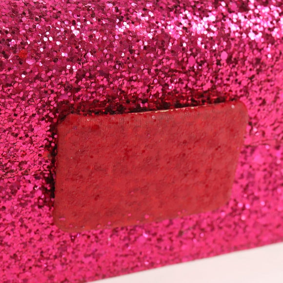 Saint Laurent Glitter Shoulder Bag Leather Sequins Pink Gold Auth bs37712