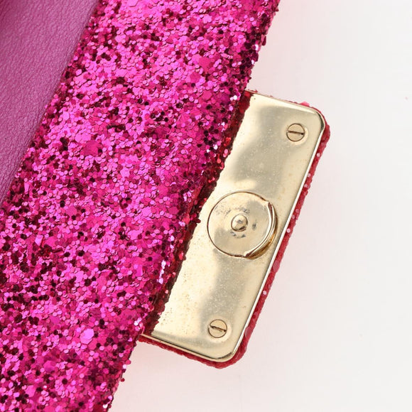 Saint Laurent Glitter Shoulder Bag Leather Sequins Pink Gold Auth bs37712