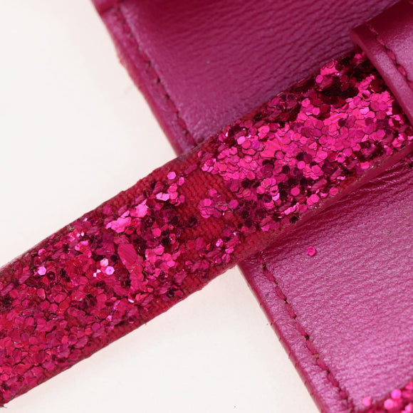 Saint Laurent Glitter Shoulder Bag Leather Sequins Pink Gold Auth bs37712