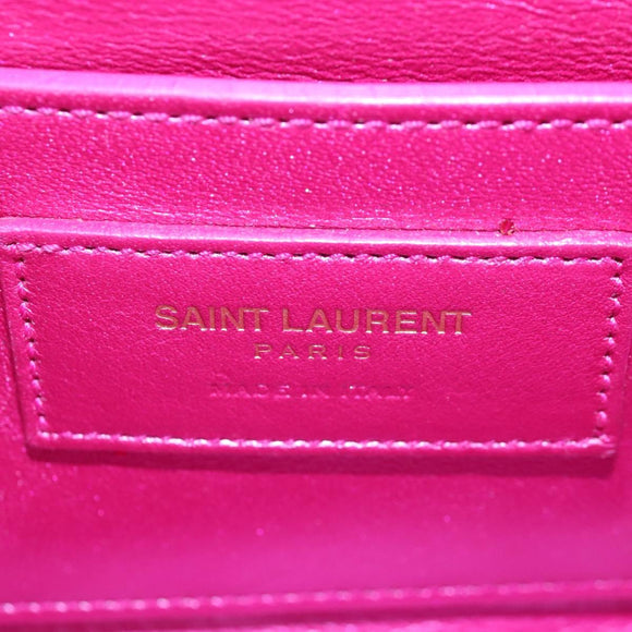 Saint Laurent Glitter Shoulder Bag Leather Sequins Pink Gold Auth bs37712