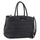 Miu Miu Hand Bag Leather 2way Black Gold Auth bs37717A-1