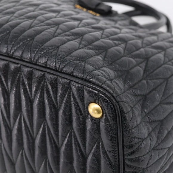 Miu Miu Hand Bag Leather 2way Black Gold Auth bs37717A