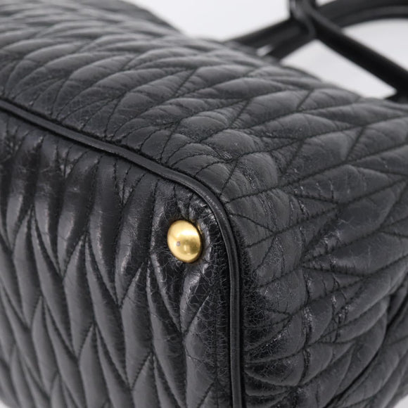 Miu Miu Hand Bag Leather 2way Black Gold Auth bs37717A
