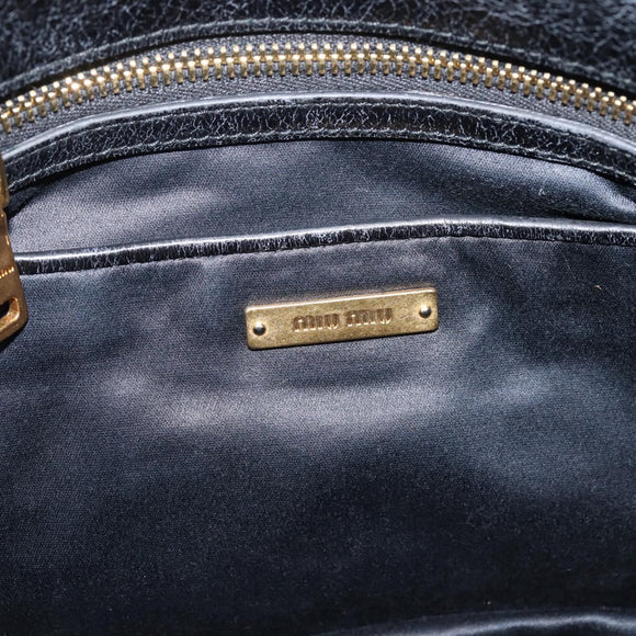 Miu Miu Hand Bag Leather 2way Black Gold Auth bs37717A