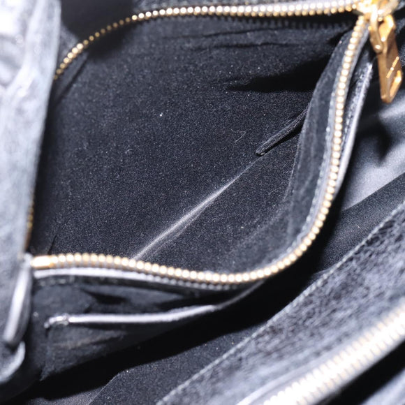 Miu Miu Hand Bag Leather 2way Black Gold Auth bs37717A