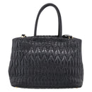 Miu Miu Hand Bag Leather 2way Black Gold Auth bs37717A-2