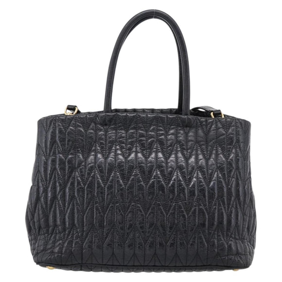 Miu Miu Hand Bag Leather 2way Black Gold Auth bs37717A