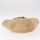 LOEWE Anagram Basket Bag Hand Bag Raffia Leather Beige Silver Auth bs37718A-6