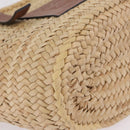 LOEWE Anagram Basket Bag Hand Bag Raffia Leather Beige Silver Auth bs37718A-15