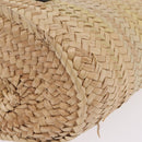 LOEWE Anagram Basket Bag Hand Bag Raffia Leather Beige Silver Auth bs37718A-16