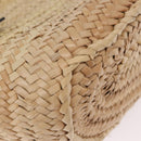 LOEWE Anagram Basket Bag Hand Bag Raffia Leather Beige Silver Auth bs37718A-17
