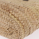 LOEWE Anagram Basket Bag Hand Bag Raffia Leather Beige Silver Auth bs37718A-18