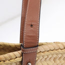 LOEWE Anagram Basket Bag Hand Bag Raffia Leather Beige Silver Auth bs37718A-19