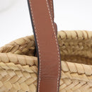 LOEWE Anagram Basket Bag Hand Bag Raffia Leather Beige Silver Auth bs37718A-20