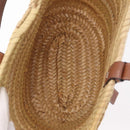 LOEWE Anagram Basket Bag Hand Bag Raffia Leather Beige Silver Auth bs37718A-11