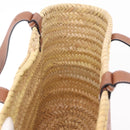 LOEWE Anagram Basket Bag Hand Bag Raffia Leather Beige Silver Auth bs37718A-22