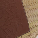 LOEWE Anagram Basket Bag Hand Bag Raffia Leather Beige Silver Auth bs37718A-2