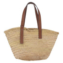 LOEWE Anagram Basket Bag Hand Bag Raffia Leather Beige Silver Auth bs37718A-3