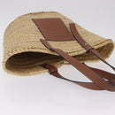 LOEWE Anagram Basket Bag Hand Bag Raffia Leather Beige Silver Auth bs37718A-7