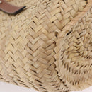LOEWE Anagram Basket bag Hand Bag Raffia Leather Beige Silver Auth bs37719V-16