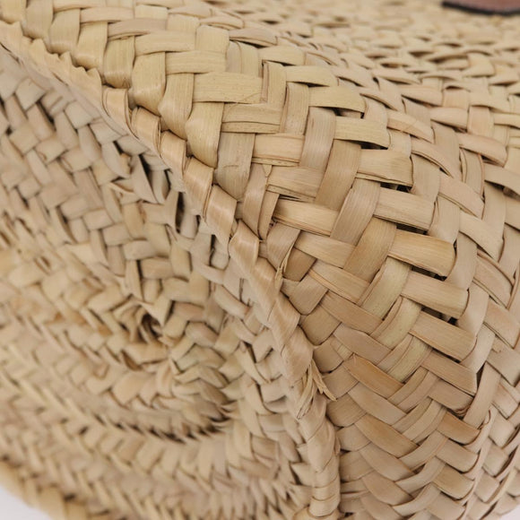 LOEWE Anagram Basket bag Hand Bag Raffia Leather Beige Silver Auth bs37719V