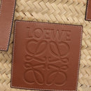 LOEWE Anagram Basket bag Hand Bag Raffia Leather Beige Silver Auth bs37719V-17