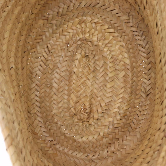 LOEWE Anagram Basket bag Hand Bag Raffia Leather Beige Silver Auth bs37719V