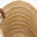 LOEWE Anagram Basket bag Hand Bag Raffia Leather Beige Silver Auth bs37719V-18
