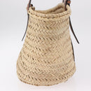 LOEWE Anagram Basket bag Hand Bag Raffia Leather Beige Silver Auth bs37719V-4