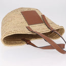 LOEWE Anagram Basket bag Hand Bag Raffia Leather Beige Silver Auth bs37719V-6