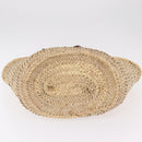 LOEWE Anagram Basket bag Hand Bag Raffia Leather Beige Silver Auth bs37719V-5