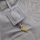 LOEWE Anagram Amazona Justa Hand Bag Leather Gold Silver Auth bs37721-15