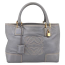 LOEWE Anagram Amazona Justa Hand Bag Leather Gold Silver Auth bs37721-2