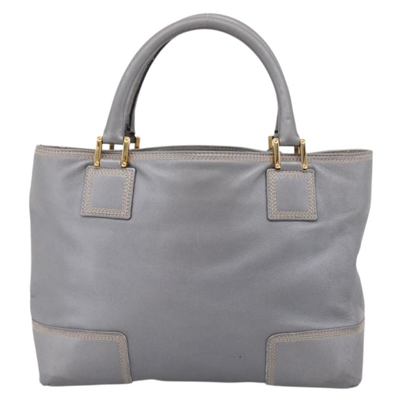 LOEWE Anagram Amazona Justa Hand Bag Leather Gold Silver Auth bs37721