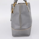 LOEWE Anagram Amazona Justa Hand Bag Leather Gold Silver Auth bs37721-5