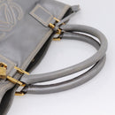 LOEWE Anagram Amazona Justa Hand Bag Leather Gold Silver Auth bs37721-6