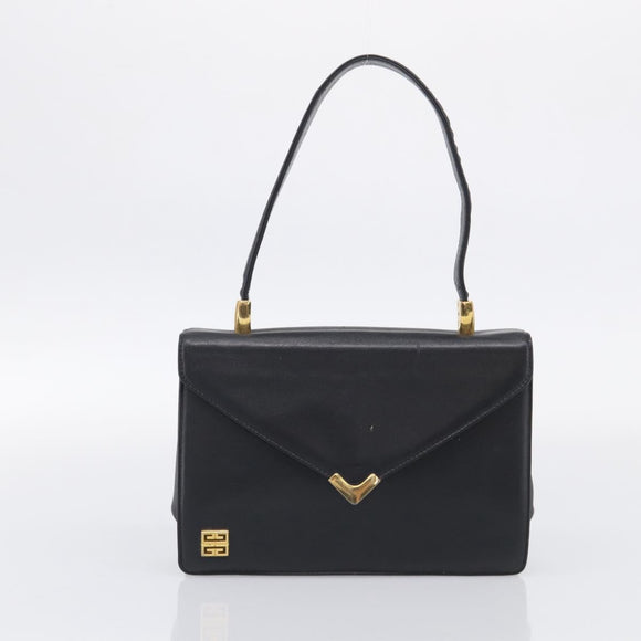 GIVENCHY Shoulder Bag Leather 2 Set Black Gold Auth bs37731