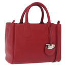 Salvatore Ferragamo Hand Bag Leather 2way Red Silver Auth bs37733-1
