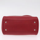 Salvatore Ferragamo Hand Bag Leather 2way Red Silver Auth bs37733-7