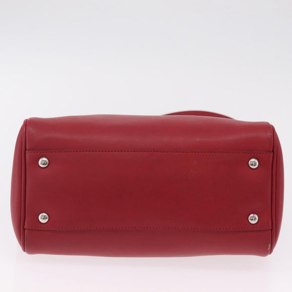 Salvatore Ferragamo Hand Bag Leather 2way Red Silver Auth bs37733