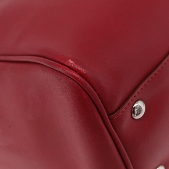Salvatore Ferragamo Hand Bag Leather 2way Red Silver Auth bs37733