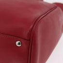 Salvatore Ferragamo Hand Bag Leather 2way Red Silver Auth bs37733-20